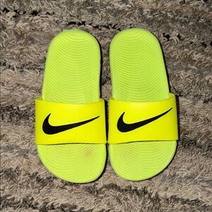 Nike Neon Yellow/Black Swoosh Slide Sandals